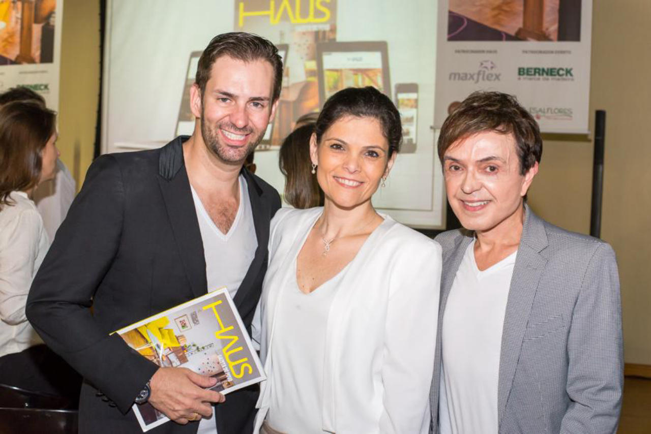 Os arquitetos Daniel Casagrande e Luiz Maganhoto com Andrea Sorgenfrei, da Gazeta do Povo