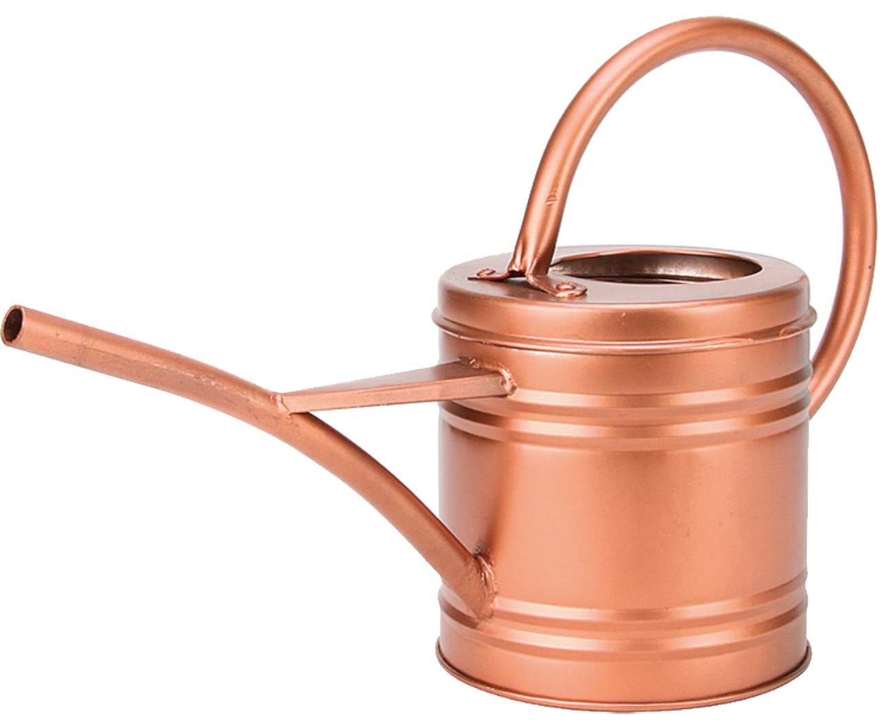Regador galvanizado com acabamento de cobre antigo. No Submarino, R$ 20,70.