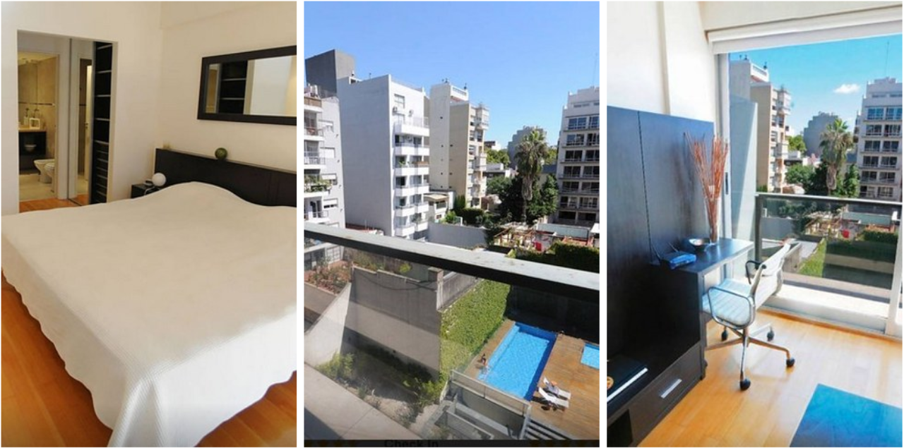 Buenos Aires — 13,580 pesos ($1,488). Apartamento com dormitório, banheiro e condomínio que inclui piscina, academia e pista de caminhada. 