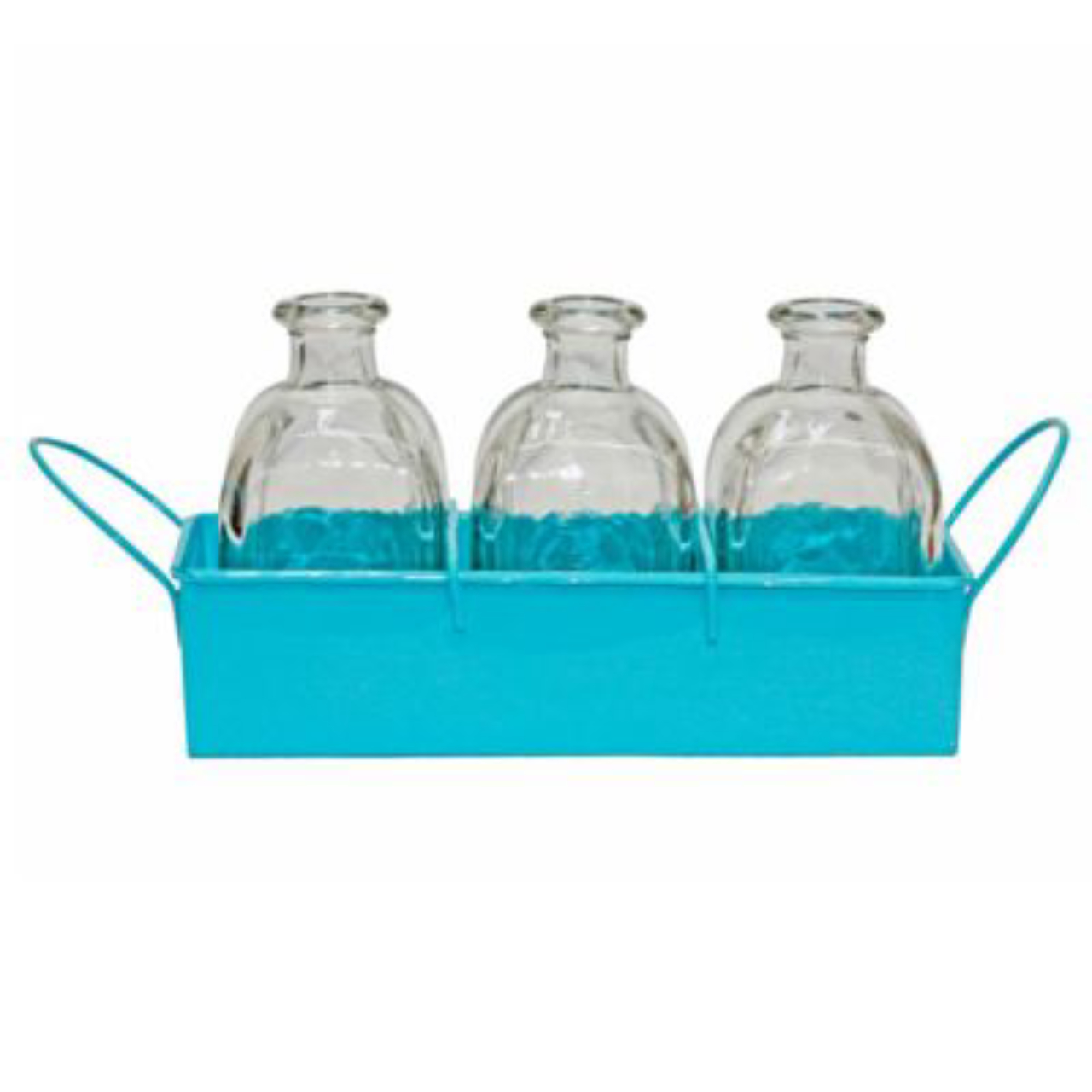 Conjunto de vasos de vidro da Urban, acompanhado de suporte de metal. Na Camicado, R$ 29,90.
