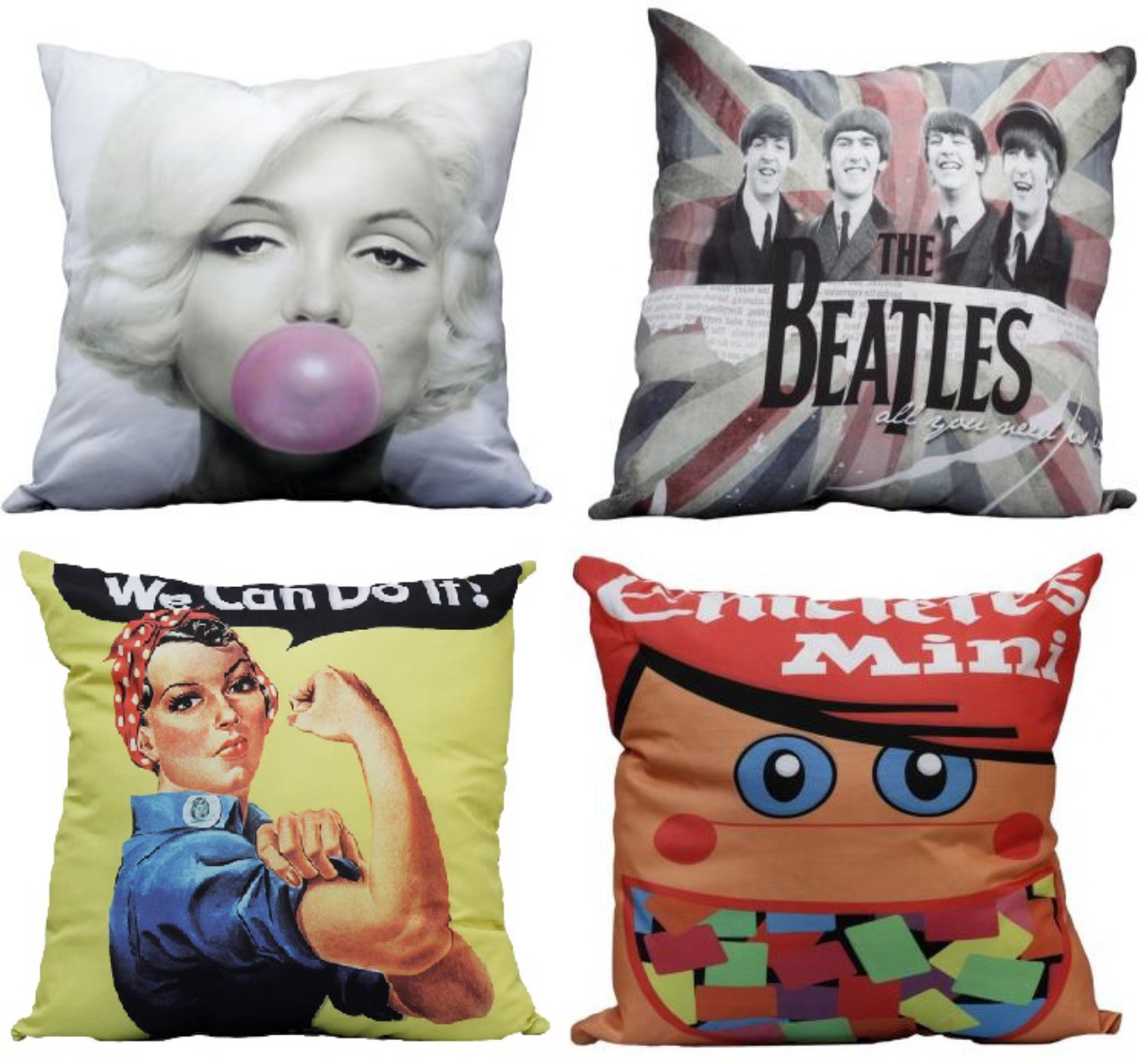 Almofadas com estampas variadas. R$ 99,00 cada.