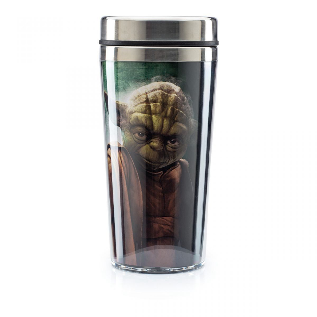 Copo térmico Star Wars Yoda. Na Imaginarium, R$ 49,90.