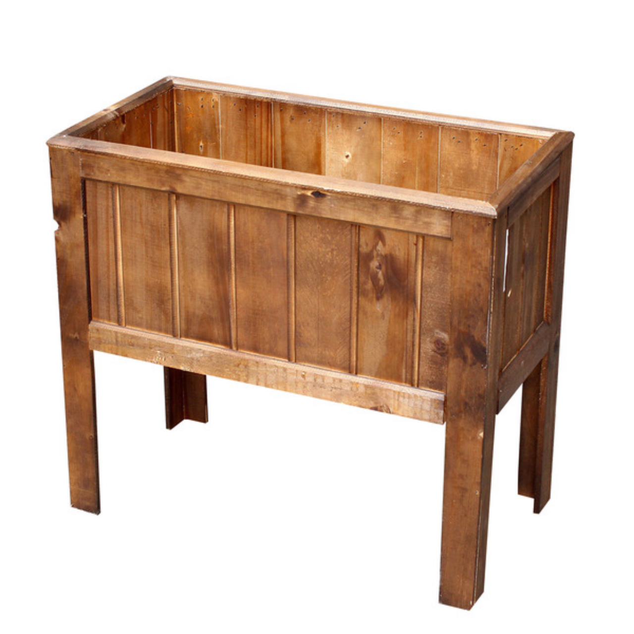 Jardineira extra grande, de madeira. Na Leroy Merlin, R$ 131,90.