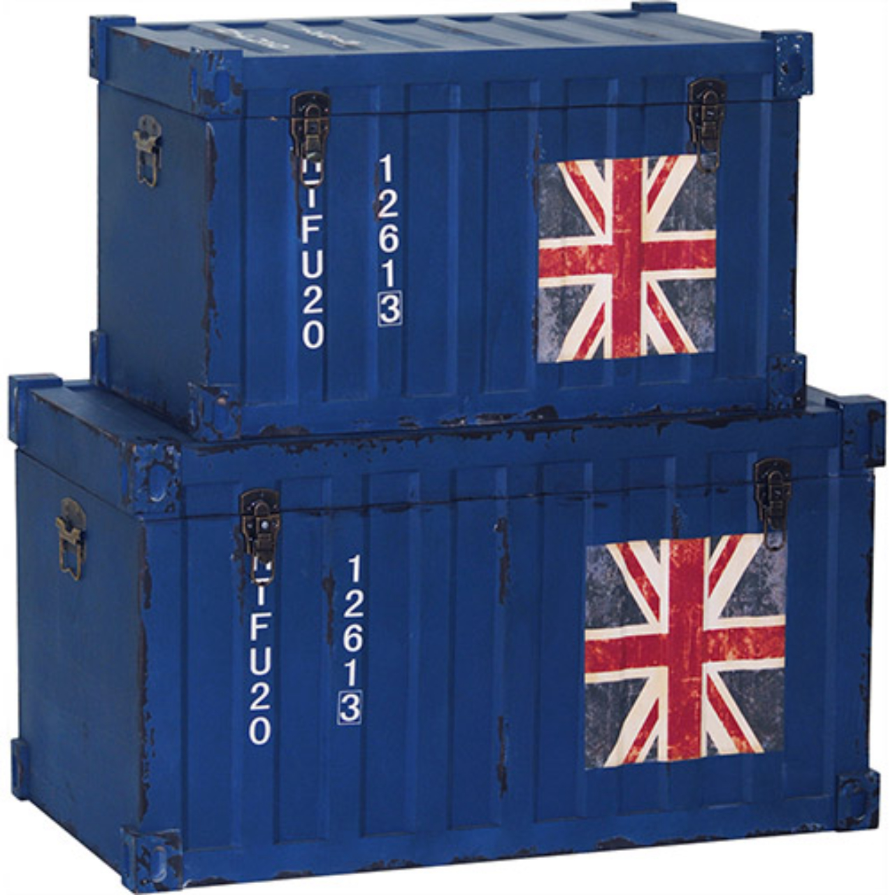 Conjunto baú contêiner, em madeira. No Submarino, R$ 1.529,10.