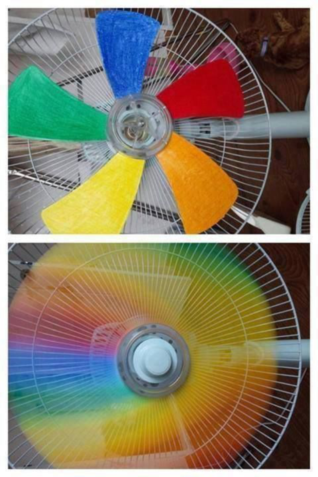 Ventilador multicolorido. 