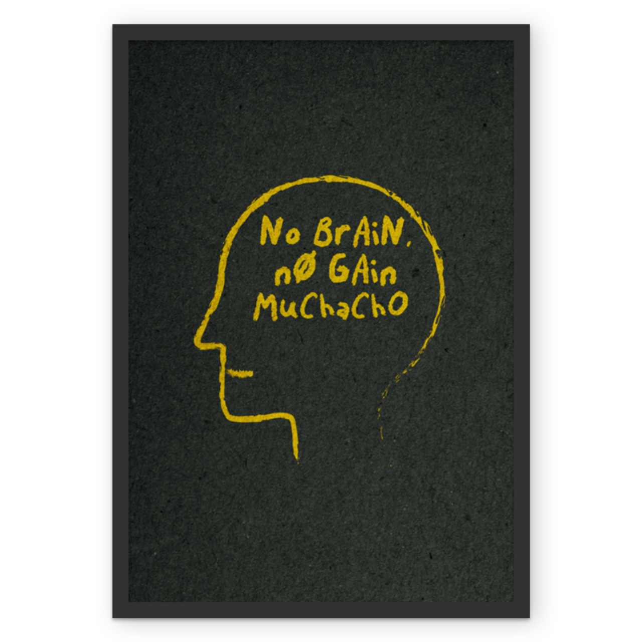 Poster No Brain, No Gain, tamanho A4. Desenhado por @notordinary. R$ 56,90.