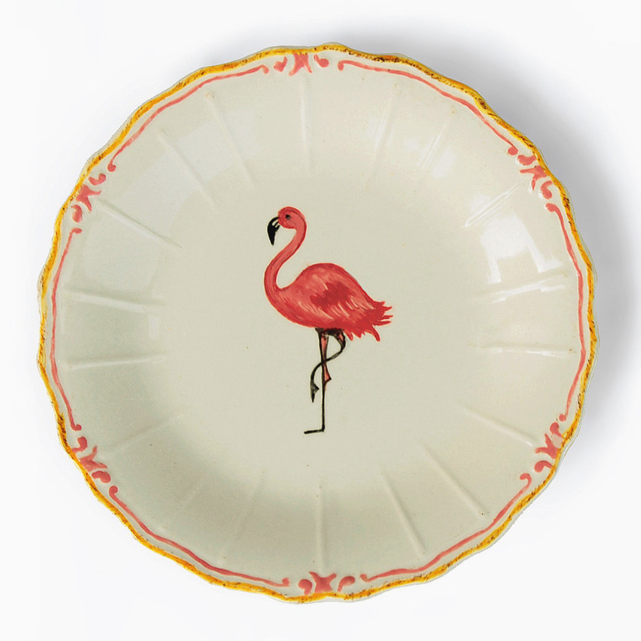 Prato decorativo Flamingo. Na Mari Mauro, R$ 80.