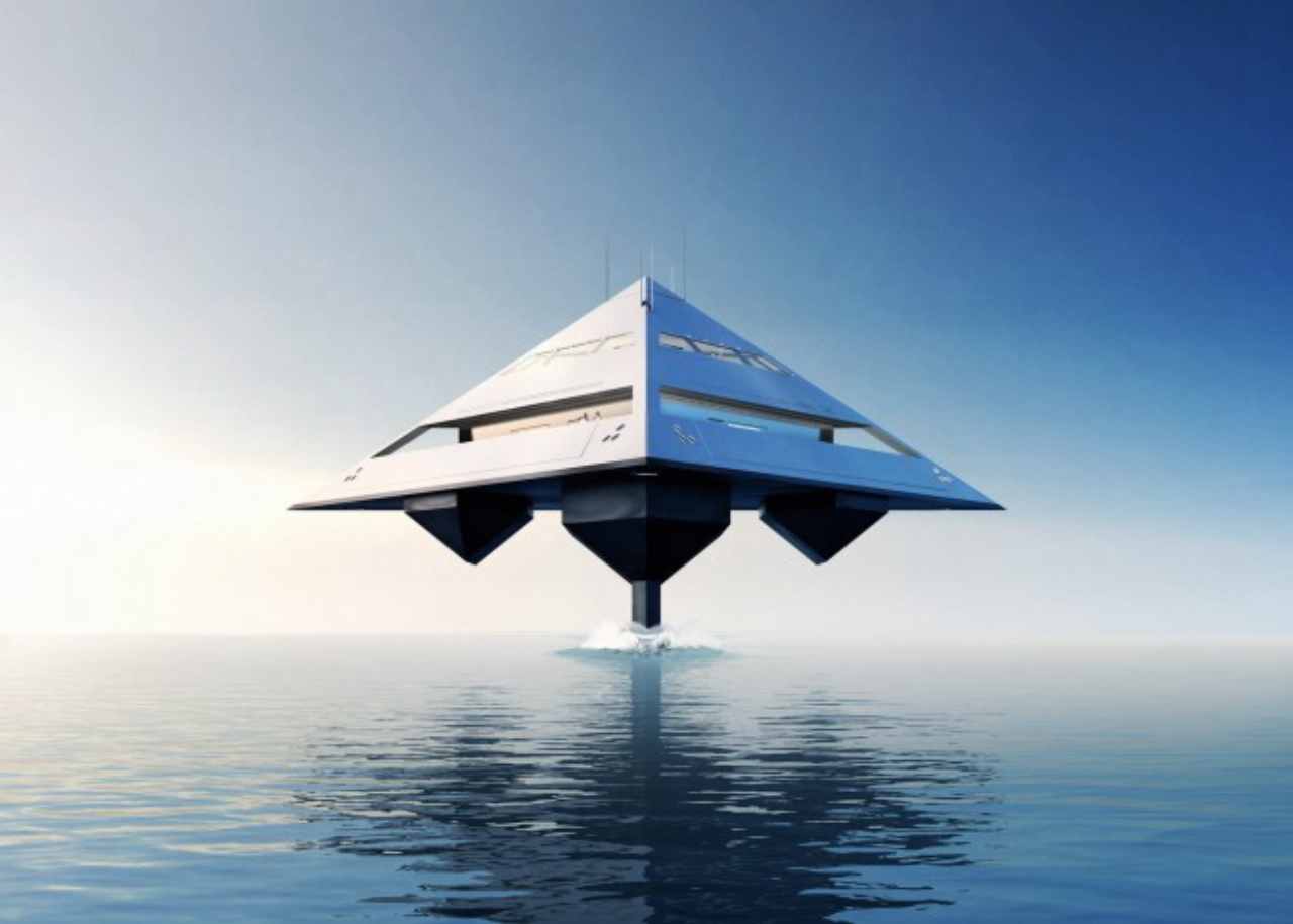 Tetra, iate futurista do designer britânico Jonathan Schwinge será capaz de flutuar  sobre a água.<br>Fotos: Divulgação. 