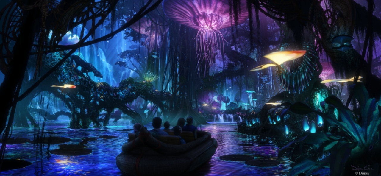 Iluminção e cenários surpreendentes da ala Avatar. Foto: Walt Disney Imagineering/Divulgação