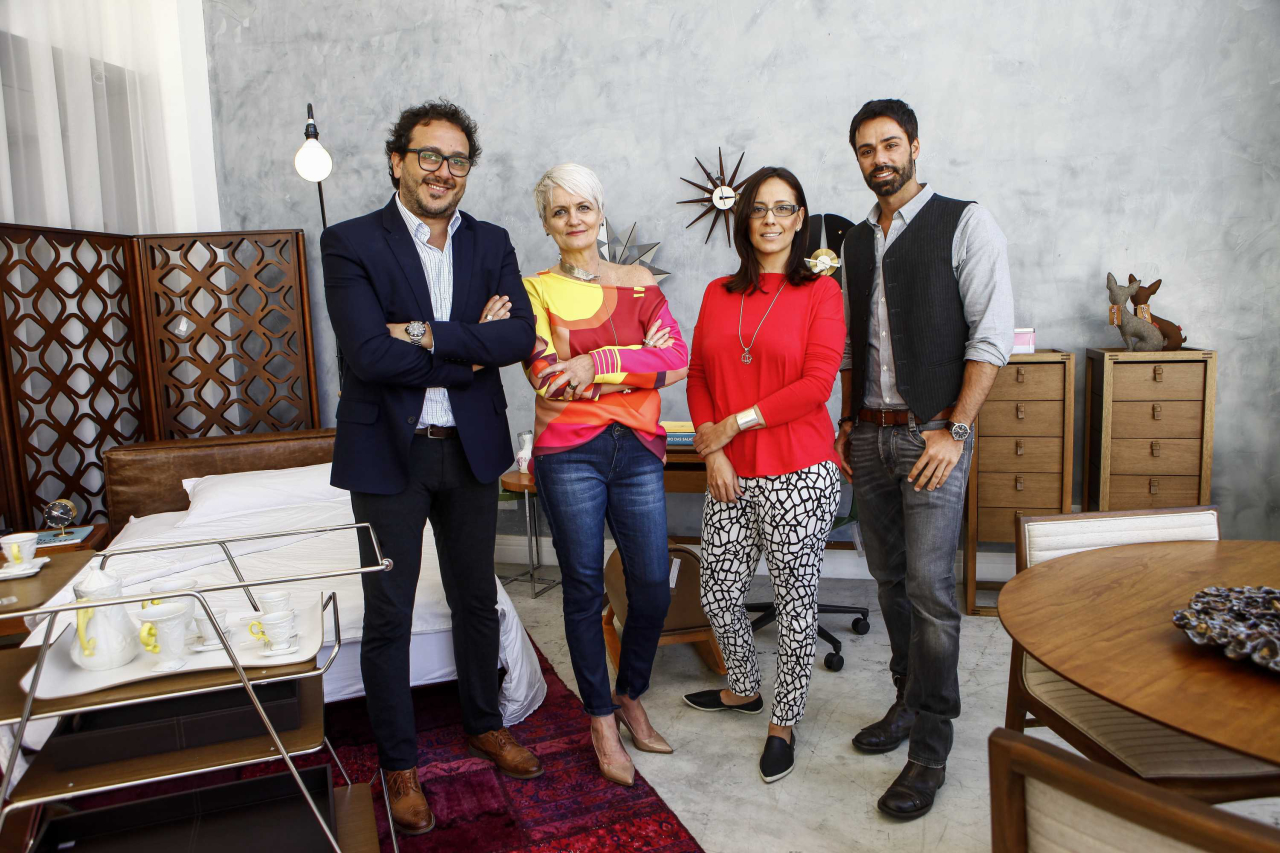 Os arquitetos Maurício Lamosa e Jorge Elmor, com Eviete Dacól e arquiteta Deisy Cruz.<br>Fotos: André Rodrigues