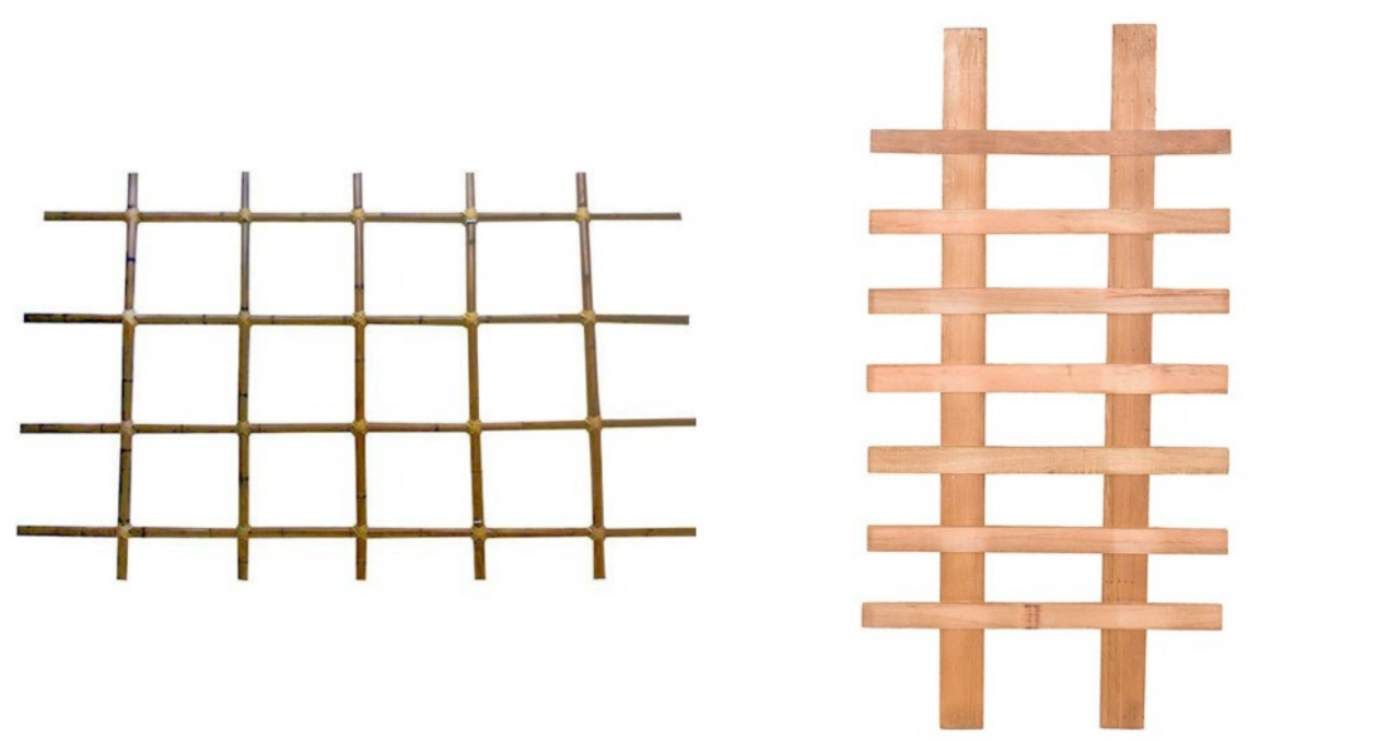 A treliça de bambu 60 X 100 cm custa R$ 59,90, enquanto a de madeira 80 X 40 cm sai por R$ 43,90. Ambas podem ser encontradas na Leroy Merlin. Fotos: Divulgação