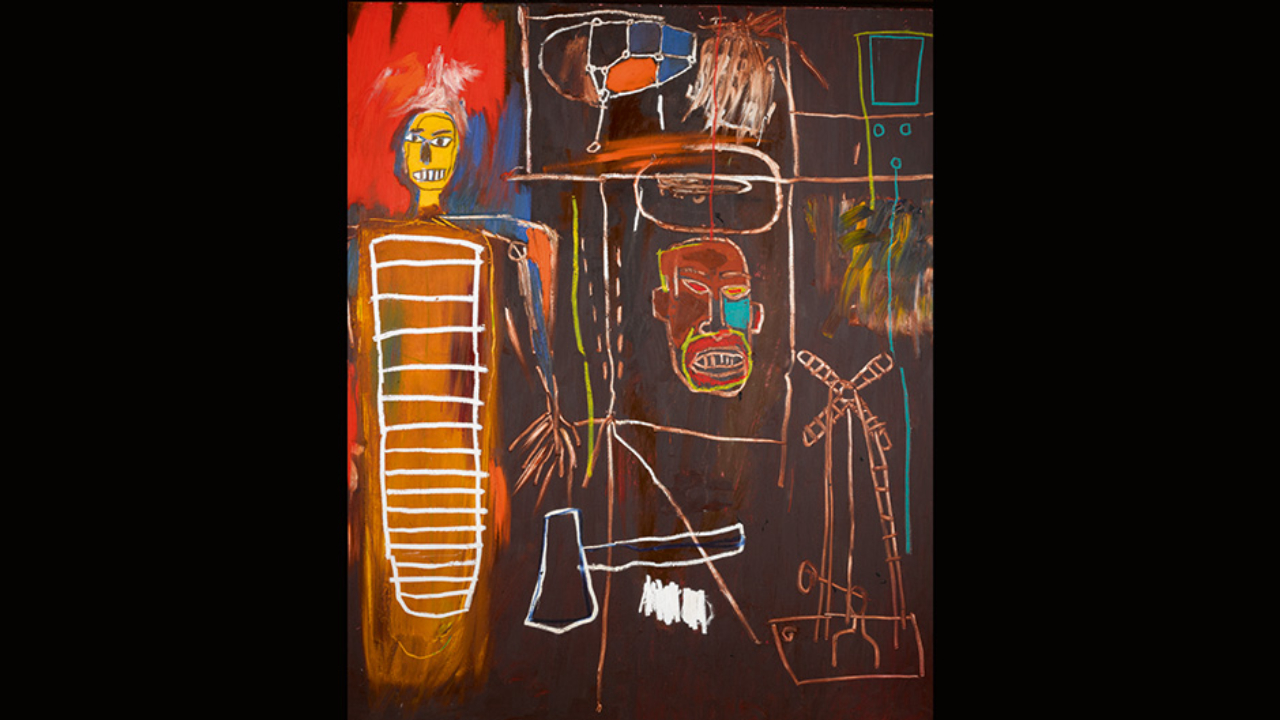 Obra Air Power, de Jean-Michel Basquiat, um dos  preferidos de Bowie. O preço estimado do quadro no leilão está entre 2,5 milhões e 3,5 milhões de libras.