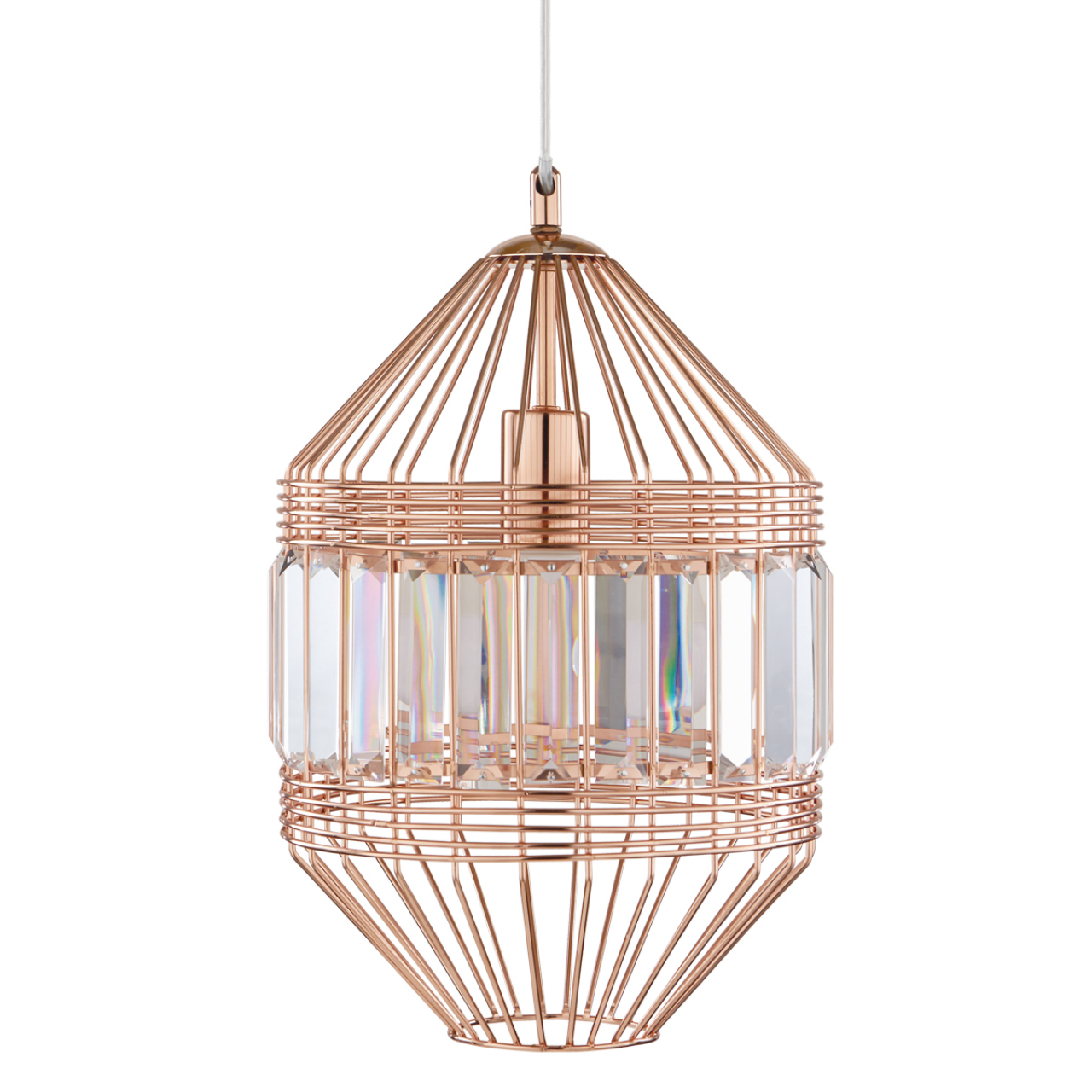 O outlet conta com peças sofisticadas, como este pendente de cobre com cristais (Divulgação)