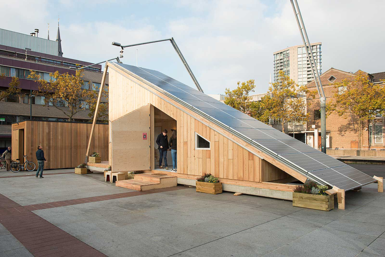 Um dos projetos apresentados pelo concurso foi essa cabine solar, que é autossuficiente em energia.<br>Foto: A Home Away from Home / Divulgação  