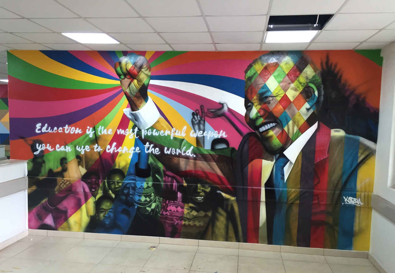 Mural Mandela, de Eduardo Kobra, em Malawi. Foto: Arquivo Pessoal de Eduardo Kobra