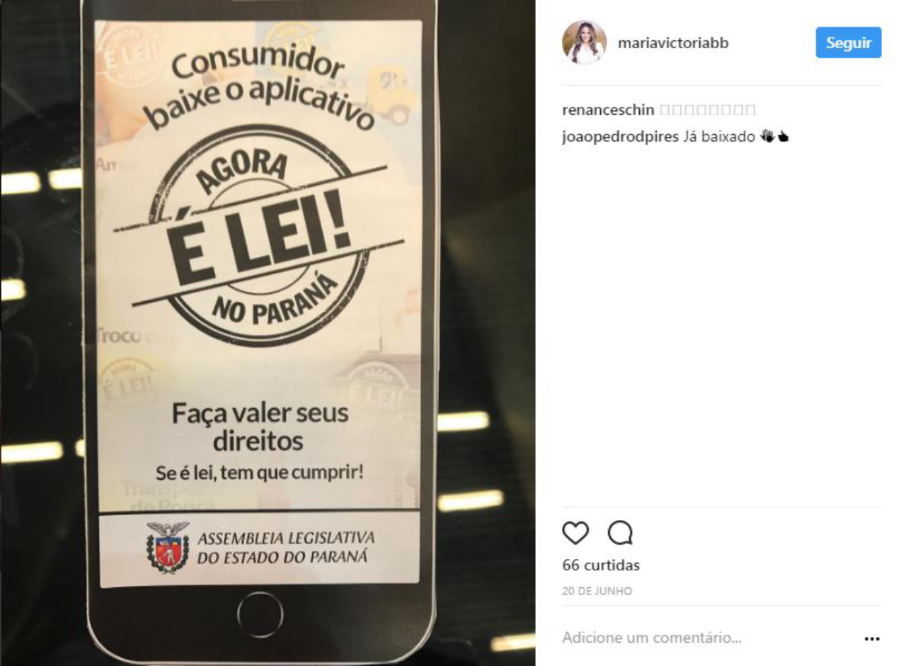 "Se é lei, tem que cumprir", diz post da deputada sobre direitos do consumidor. Foto: Reprodução/Instagram