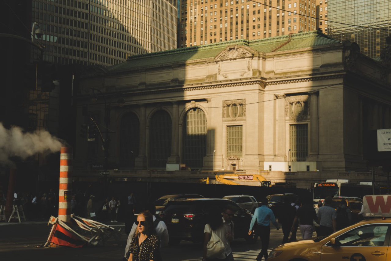 A view that hasn't been offered to pedestrians on 42nd St. in this way for many, many years can now be seen due to demolition, in New York, June 15, 2017. Amtrak will temporarily reroute some intercity service to Grand Central Terminal to relieve pressure on the beleaguered Pennsylvania Station. (George Etheredge/The New York Times)