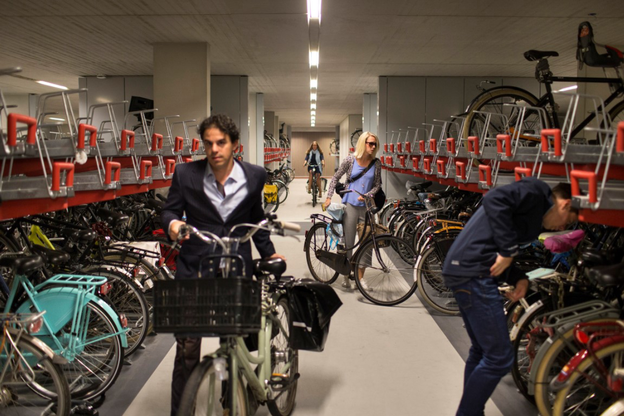 People park in the world’s largest underground bicycle parking garage in Utrecht, The Netherlands, Aug. 22, 2017. Utrecht is the Netherlands’ fastest growing city and also one of the world’s most bike-friendly places in one of the world’s most bike-friendly countries. (Ilvy Njiokiktjien/The New York Times)