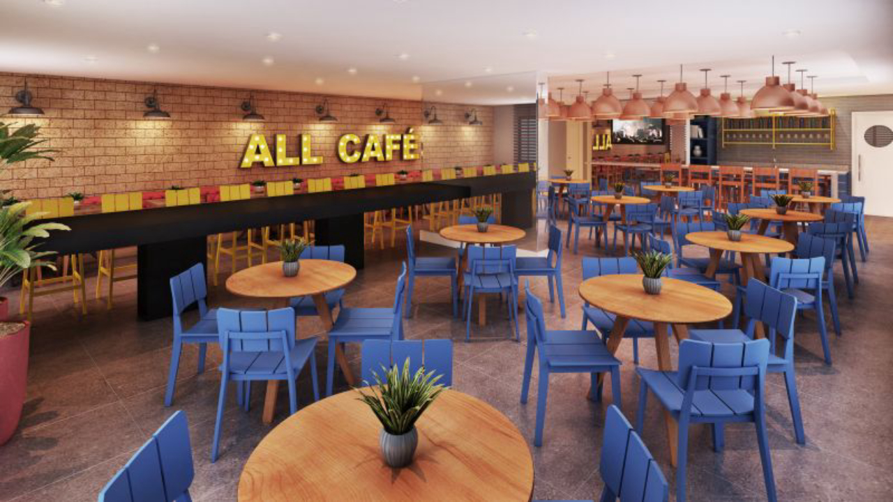 A cafeteria "All Café" é um dos atrativos do empreendimento.