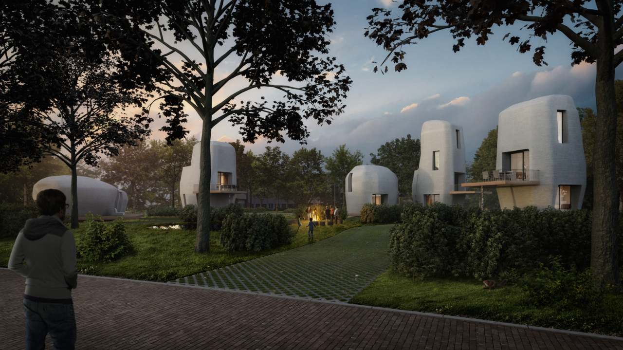 Projeto de casas e edifícios em 3D começa a ganhar forma em Eindhoven. Imagens: Eindhoven University of Technology / Reprodução 