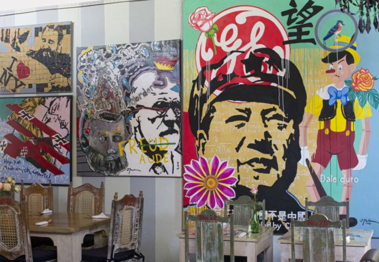 A arte domina as paredes do Café Rama. Foto: Divulgação