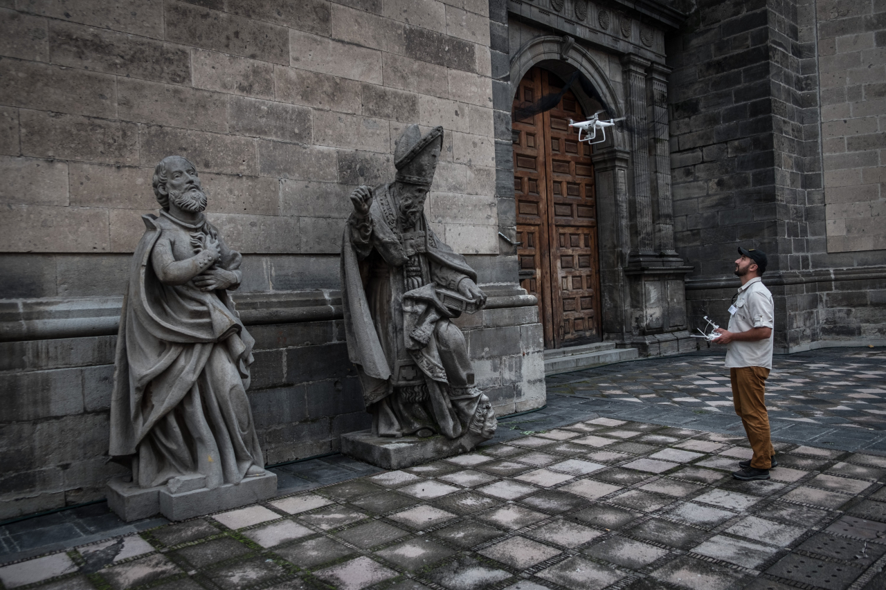 Catedral do México foi fotografada por drones para montagem 3D no Open Heritage. Foto: divulgação/CyArt