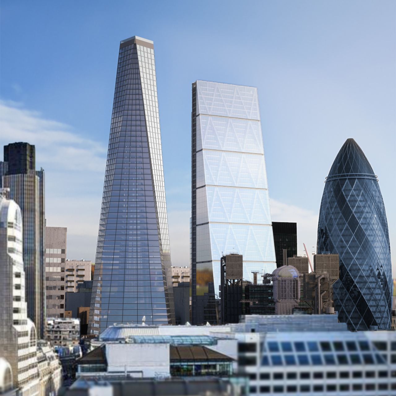 Visual do edifício em meio a Londres quando concluído. Foto: Compass Pools / Divulgação