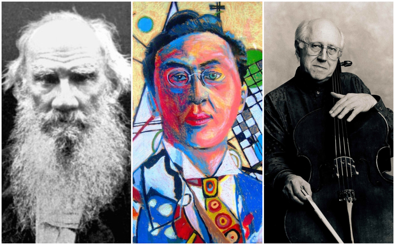 Três grandes artistas russos serão homenageados: o escritor Liev Tolstói, o músico Mstislav Rostropovitch e o artista plástico Wassily Kandinsky. Foto: reprodução