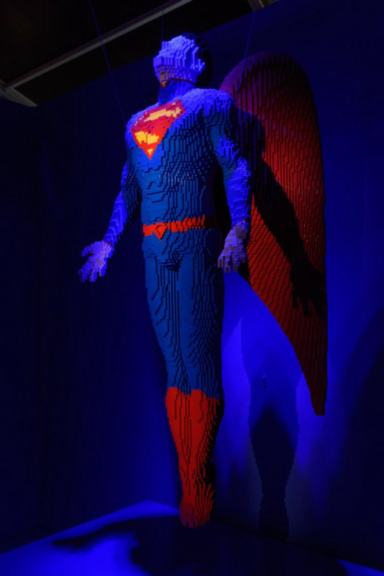 THE ART OF THE BRICK: DC SUPER HEROES - Artist Nathan Sawaya returns to London with the world's largest LEGO exhibition, inspired by Batman, Superman, and Wonder Woman. The exhibition opens, in a purpose-built marquee in Doon Street car park, Upper Ground, on the South Bank. Picture shows: Angel (Superman)