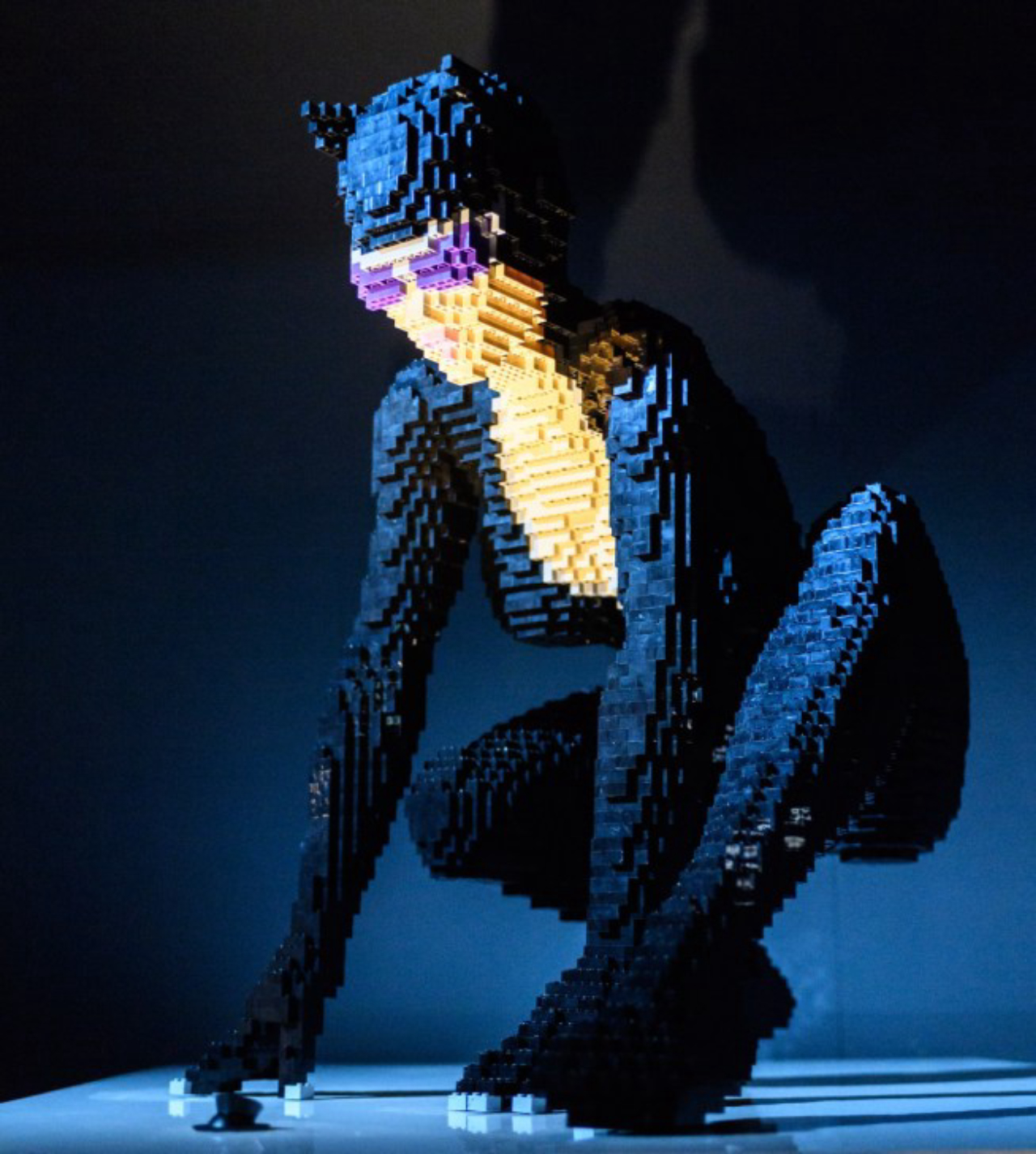 THE ART OF THE BRICK: DC SUPER HEROES - Artist Nathan Sawaya returns to London with the world's largest LEGO exhibition, inspired by Batman, Superman, and Wonder Woman. The exhibition opens, in a purpose-built marquee in Doon Street car park, Upper Ground, on the South Bank. Picture shows: Perched (Catwoman)
