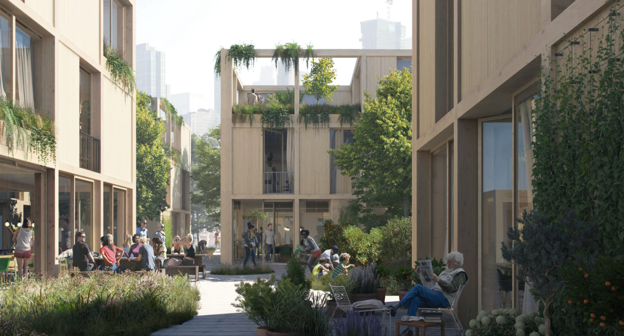 Na Urban Village, a proposta é ter uma vila sustentável que estimule a interação e integração entre os moradores. Foto: Divulgação/SPACE10