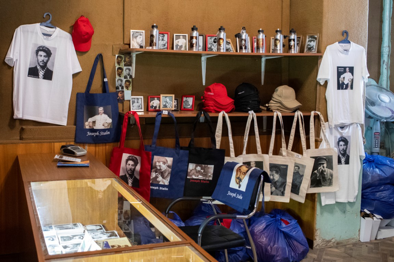 A gift shop at the Joseph Stalin Museum, in the Soviet dictator's home town of Gori, Georgia, May 6, 2019. The tone throughout the museum is admiring, a stirring narrative about a poor kid who, against long odds soared to the heights of power. Omitted are his millions of victims. (Daro Sulakauri/The New York Times)
