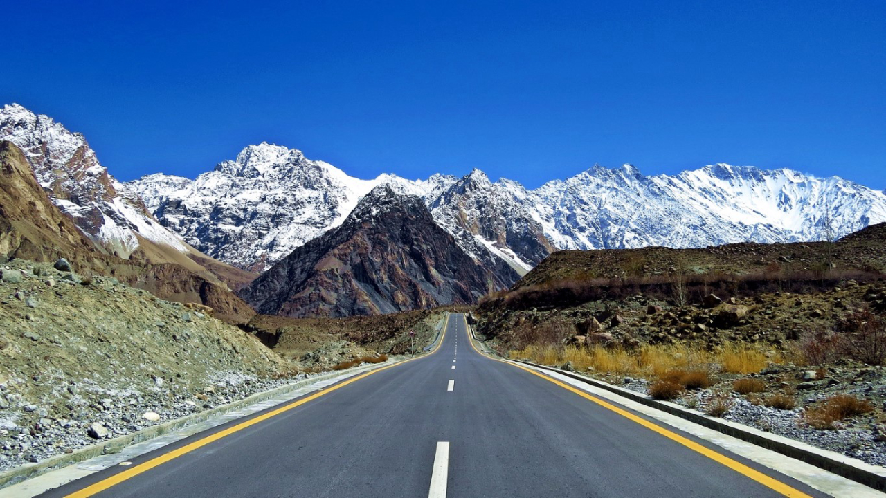 The Karakoram highway is a popular tourist attraction, and is one of the highest paved roads in the world, passing through the Karakoram mountain range, at an elevation of 4, 714 metres or 15, 466 ft . Due to its high elevation and the difficult condition