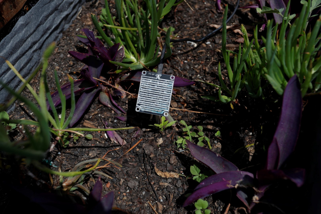 Sensor de umidade para coletar dados sobre o desempenho do Terraço Verde. Foto: Jonathan Campos / Gazeta do Povo