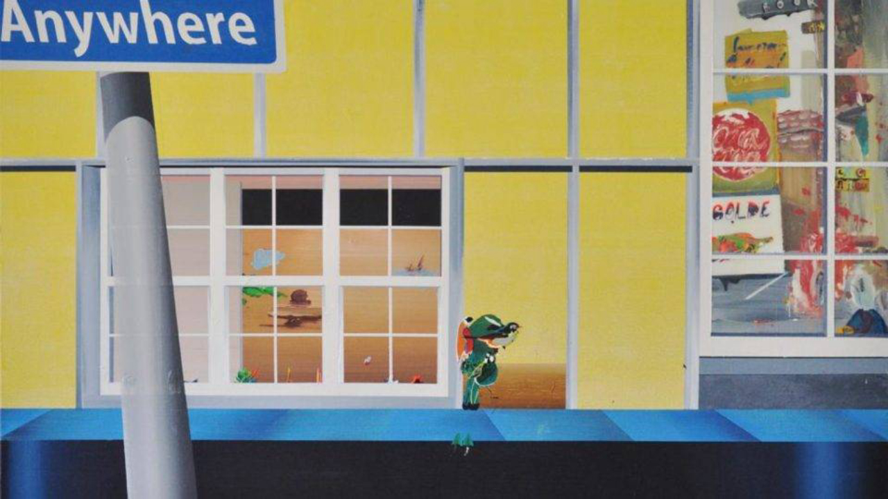 Obra "Anywhere", de Willian Santos, na SOMA Galeria, em acrílica e mel sobre tela.