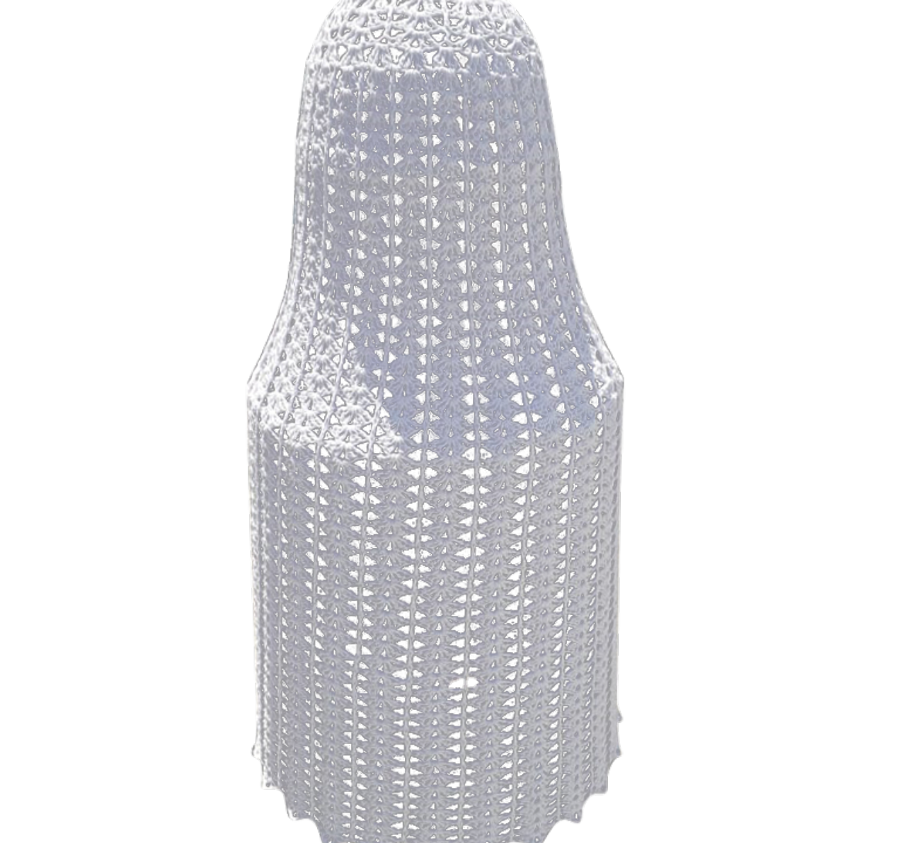 Luminária Saia Rendada, em crochê enrijecido com amido de milho, pela artesã Maria de Fátima. Foto: Divulgação