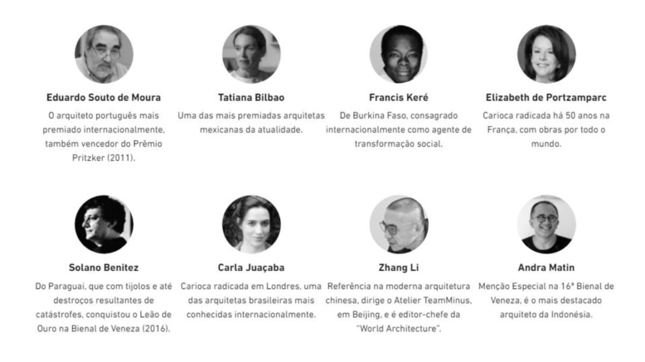 Alguns dos prestigiados profissionais com presença confirmada no UIA2021RIO. 