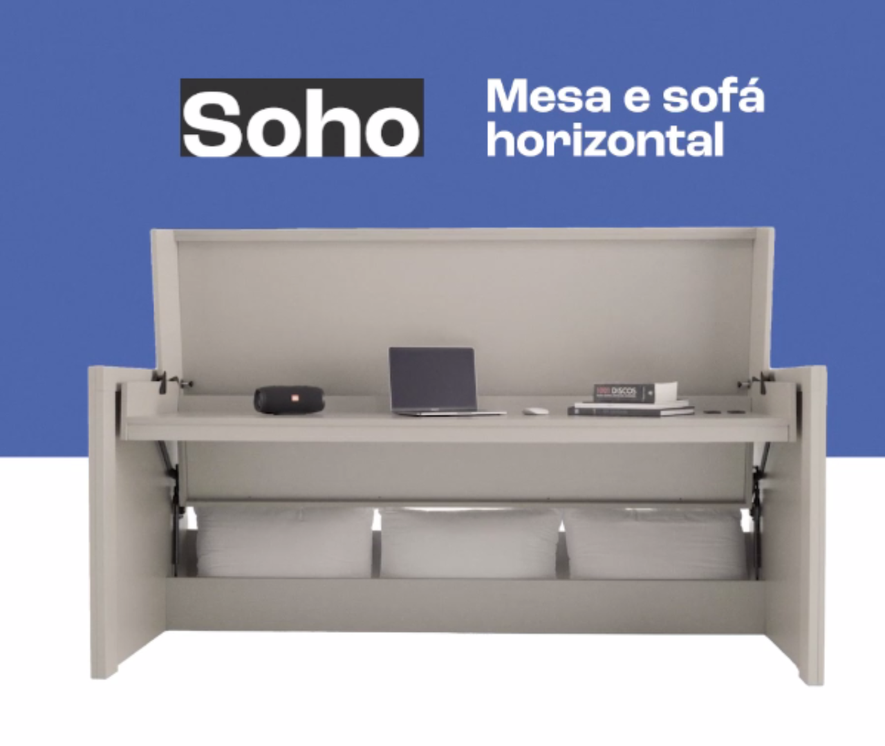 Mesa e sofá Soho, lançamento da Save Space, do grupo Bertolini.
