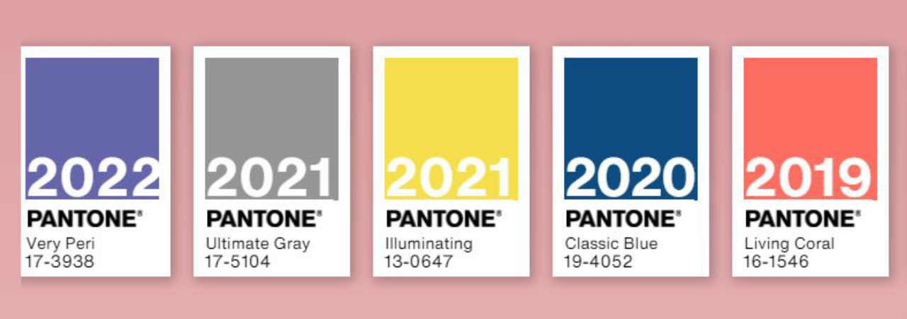 As cores dos últimos cinco anos da Pantone.