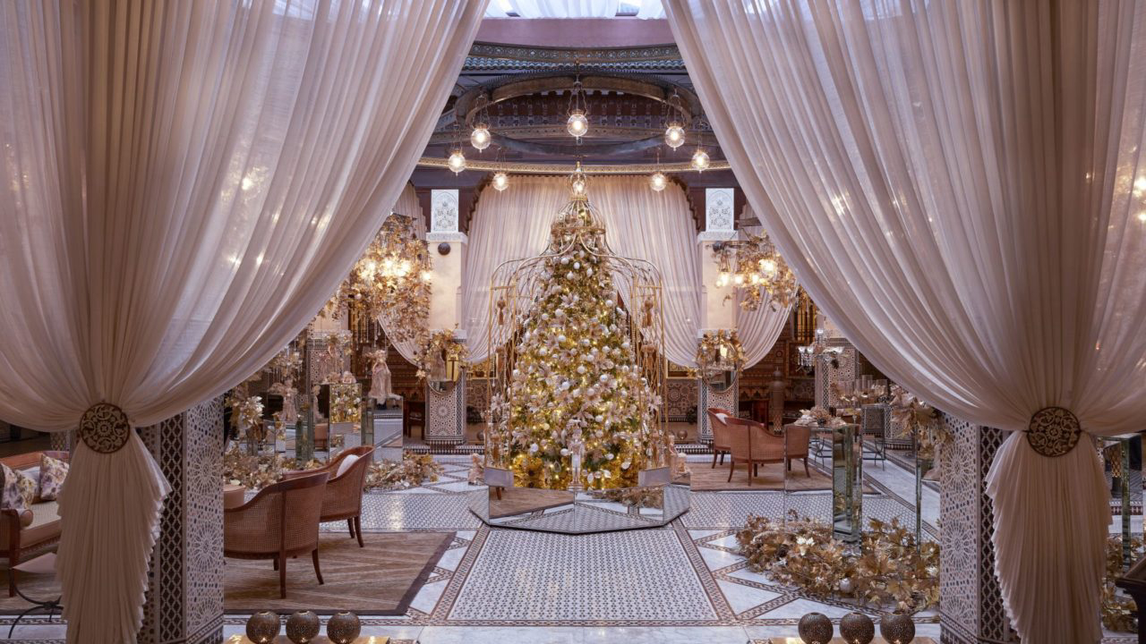 Decoração de Natal no lobby do Royal Mansour Marrakech. Crédito: Divulgação