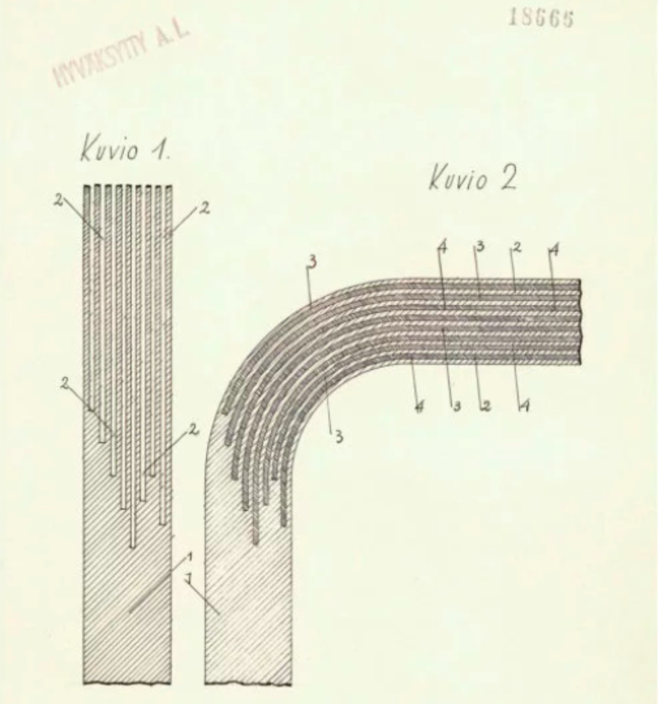 Desenho que mostra como se dá o processo de dobra da madeira.