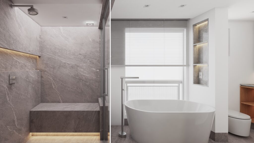 Acréscimos decorrentes do projeto, sauna úmida e banheira proporcionam momentos de relaxamento ao morador | Divulgação