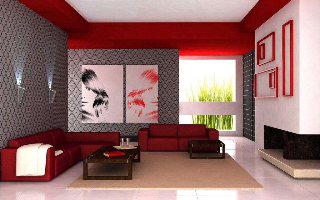 Sofá minimalista vermelho que adiciona toque vibrante à sala de estar contemporânea | Pixabay