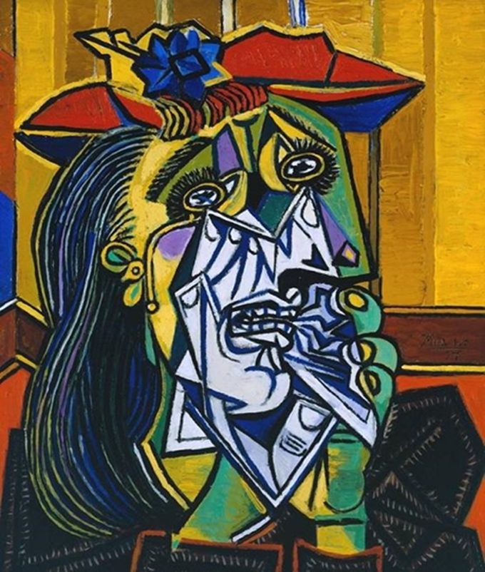 Pablo Picasso - mulher chorando, 1937, retratando Dora Maar | Fonte da imagem: Artrianon      