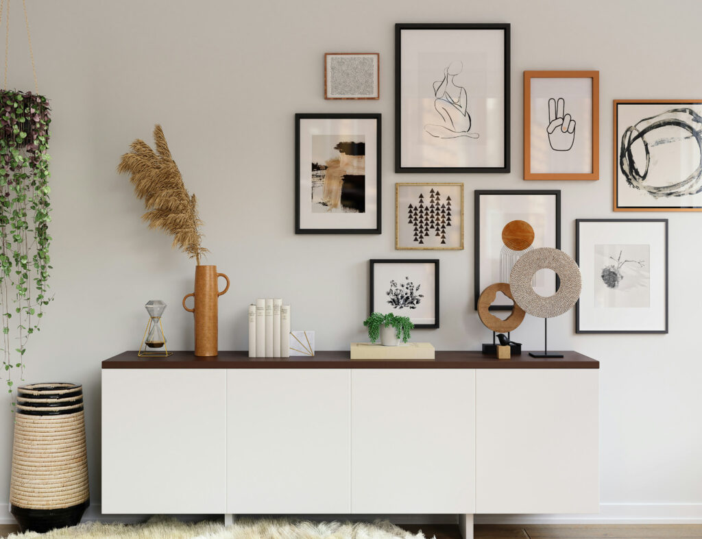 Funcional e elegante, o balcão aparador branco é perfeito para decorações clean e modernas. Fonte: Unsplash