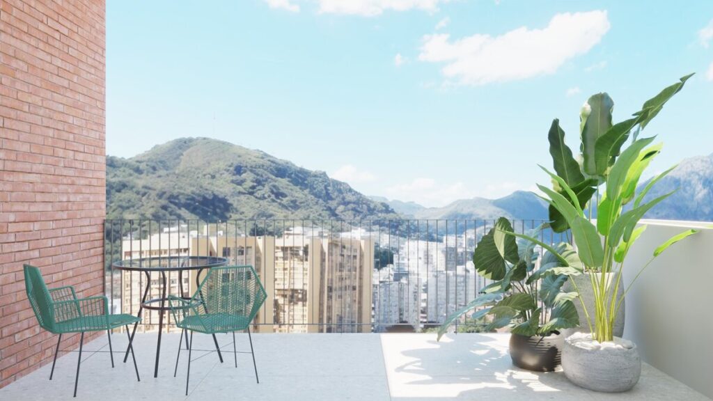 O café da manhã agora pode ser apreciado na varanda, que ganhou piso novo, mesa e cadeiras para aproveitar a vista deslumbrante. Projeto: Audaz Estúdio.