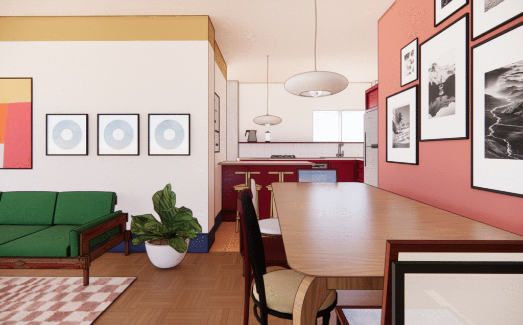 A sala de jantar foi projetada para até seis lugares, perfeita para receber amigos. Projeto: OF BRASILIS.