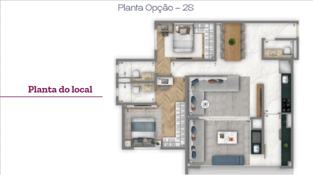 A Planta Baixa do Apartamento Hectare 185A  otimiza os espaços, garantindo uma circulação fluida e a separação funcional dos ambientes. Projeto: ONA Arquitetura.