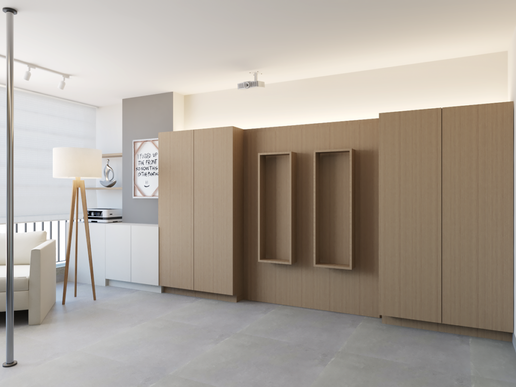 Cama embutida permite que o ambiente seja totalmente liberado para outras atividades. Projeto: Giovanna Fusaro Arquitetura e Interiores.