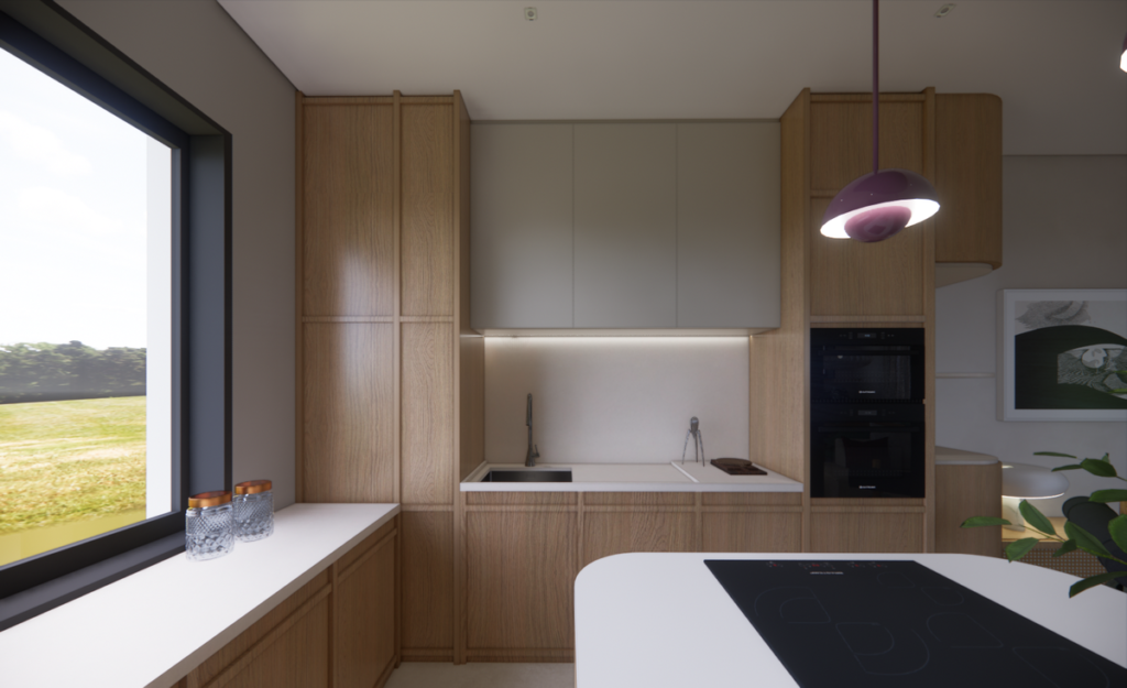 Os armários em madeira clara proporcionam muito armazenamento e uma estética natural. Projeto: JJ GIOVANELLA ARQUITETURA.